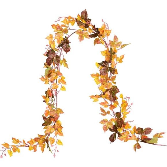 2 Pack Maple Leaf Vine Garland, 6.5 Ft/Piece Artificial Autumn  Foliage - Picture 7 of 8